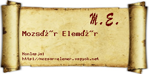 Mozsár Elemér névjegykártya